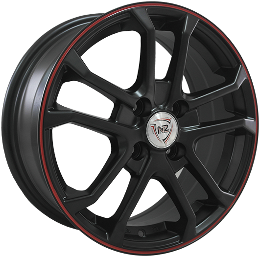 фото диска NZ R14 ET35 DIA58,6 PCD:4/98 черный матовый с красным ободом