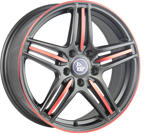 фото диска YST R16 ET50 DIA63,3 PCD:5/108 черный матовый+красный