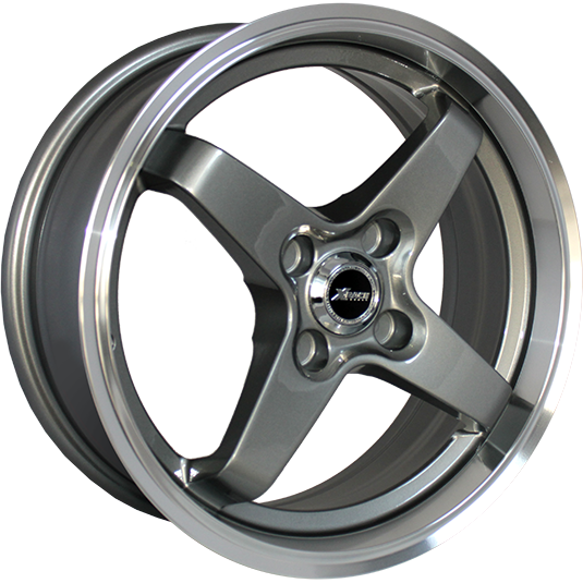 фото диска X-RACE R15 ET35 DIA58,6 PCD:4/98 насыщенный темно-серый с полированным ободом