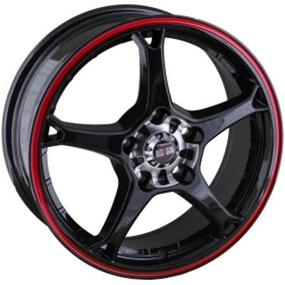 фото диска Alcasta R15 ET36 DIA60,1 PCD:4/100 черный с красной полосой по ободу