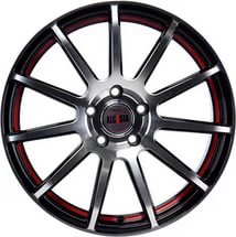 фото диска Alcasta R15 ET32 DIA58,6 PCD:4/98 черный полированный с красной полосой по ободу внутри