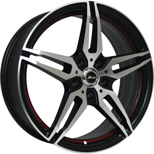 фото диска X-RACE R16 ET37,5 DIA63,3 PCD:4/108 черный матовый полированный с красной полосой по ободу внутри
