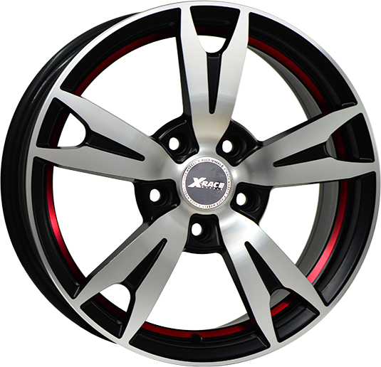 фото диска X-RACE R18 ET45 DIA70,3 PCD:5/115 черный матовый полированный с красной полосой по ободу внутри
